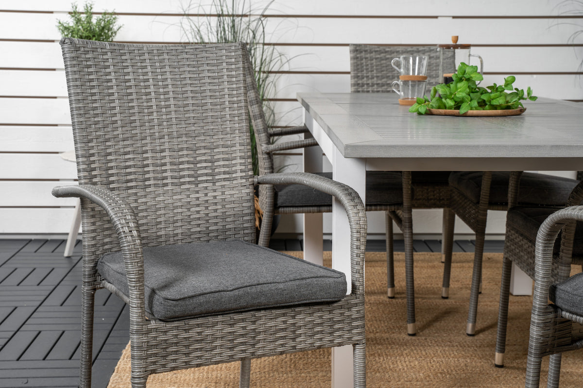 Venture Design Albany & Anna Rektangulära Matbord 152 x 90 Vit + Matstolar 2-pack Grå