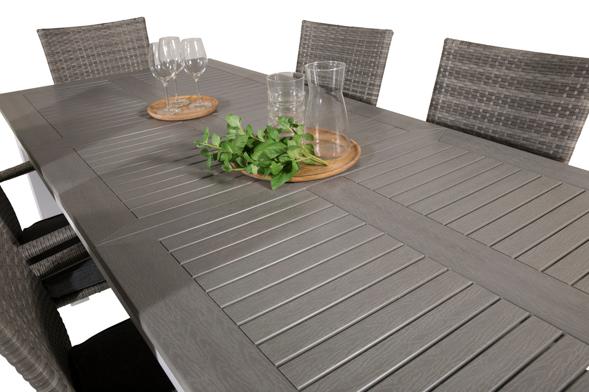 Venture Design Albany & Anna Rektangulära Matbord 152 x 90 Vit + Matstolar 2-pack Grå