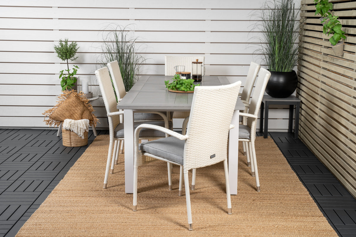 Venture Design Albany & Anna Rektangulära Matbord 152 x 90 Vit + Matstolar 2-pack Vit