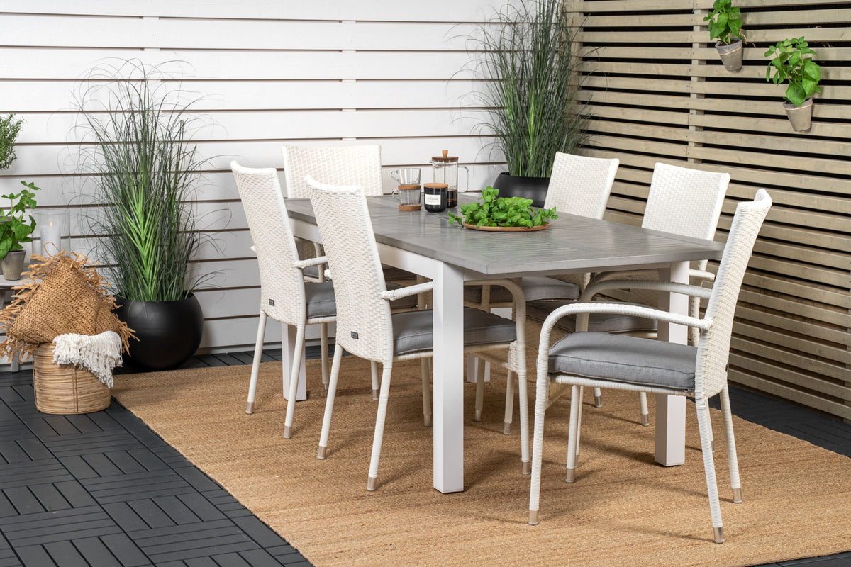 Venture Design Albany & Anna Rektangulära Matbord 152 x 90 Vit + Matstolar 2-pack Vit