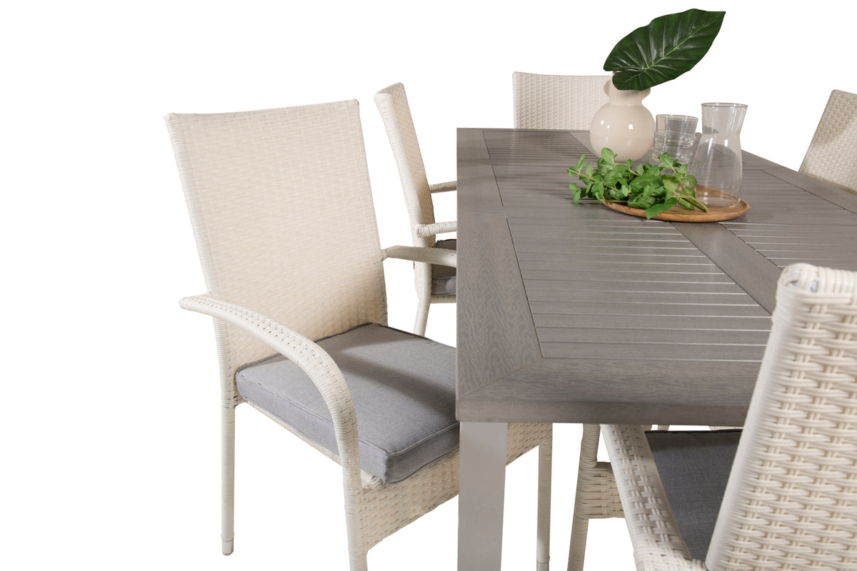 Venture Design Albany & Anna Rektangulära Matbord 152 x 90 Vit + Matstolar 2-pack Vit