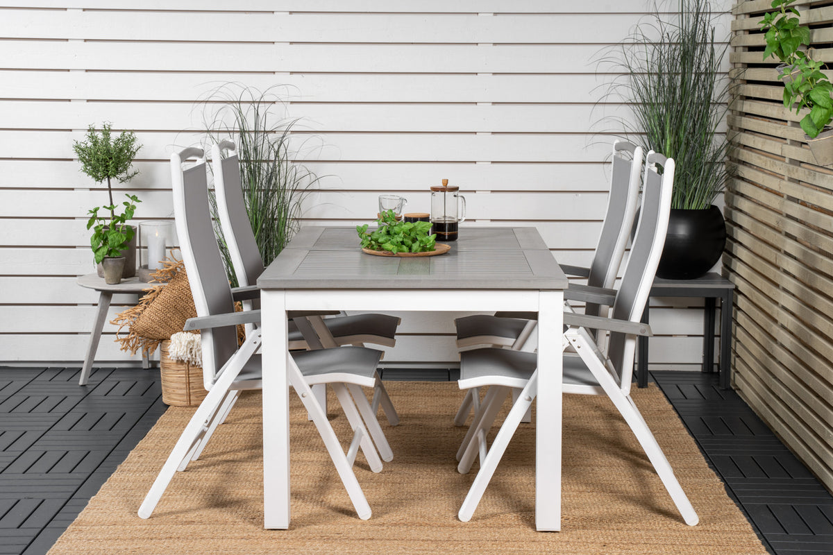 Venture Design Albany Rektangulära Matbord 152 x 90 Vit + Positionsstolar 2-pack Vit