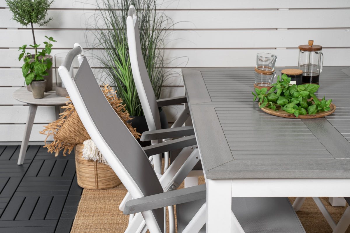 Venture Design Albany Rektangulära Matbord 152 x 90 Vit + Positionsstolar 2-pack Vit