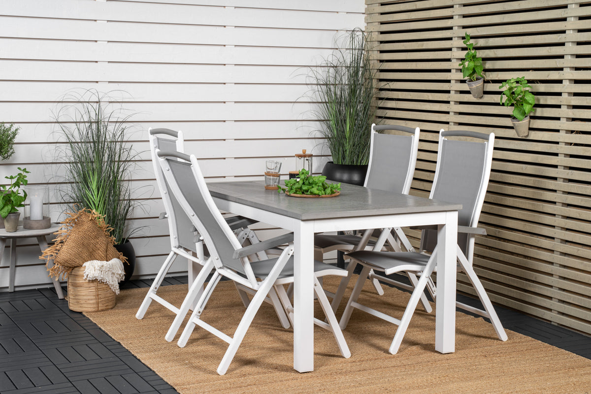 Venture Design Albany Rektangulära Matbord 152 x 90 Vit + Positionsstolar 2-pack Vit