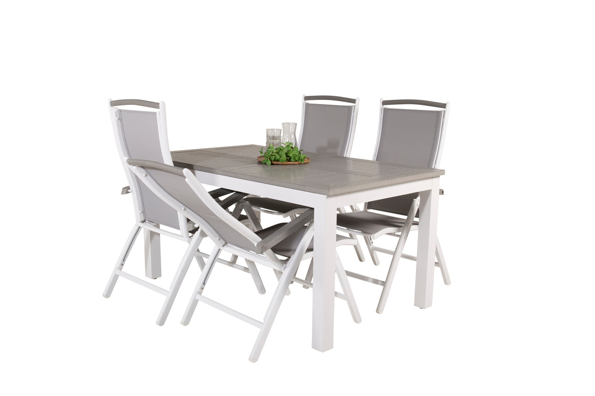 Venture Design Albany Rektangulära Matbord 152 x 90 Vit + Positionsstolar 2-pack Vit