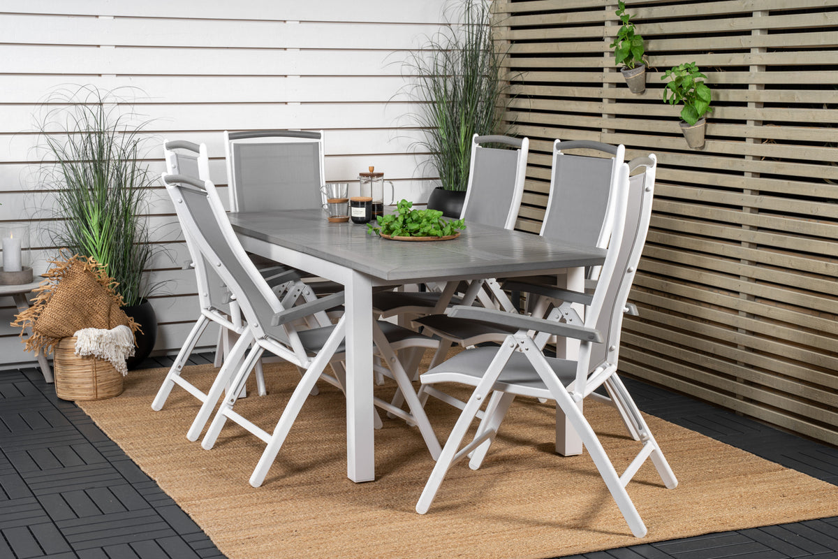 Venture Design Albany Rektangulära Matbord 152 x 90 Vit + Positionsstolar 2-pack Vit