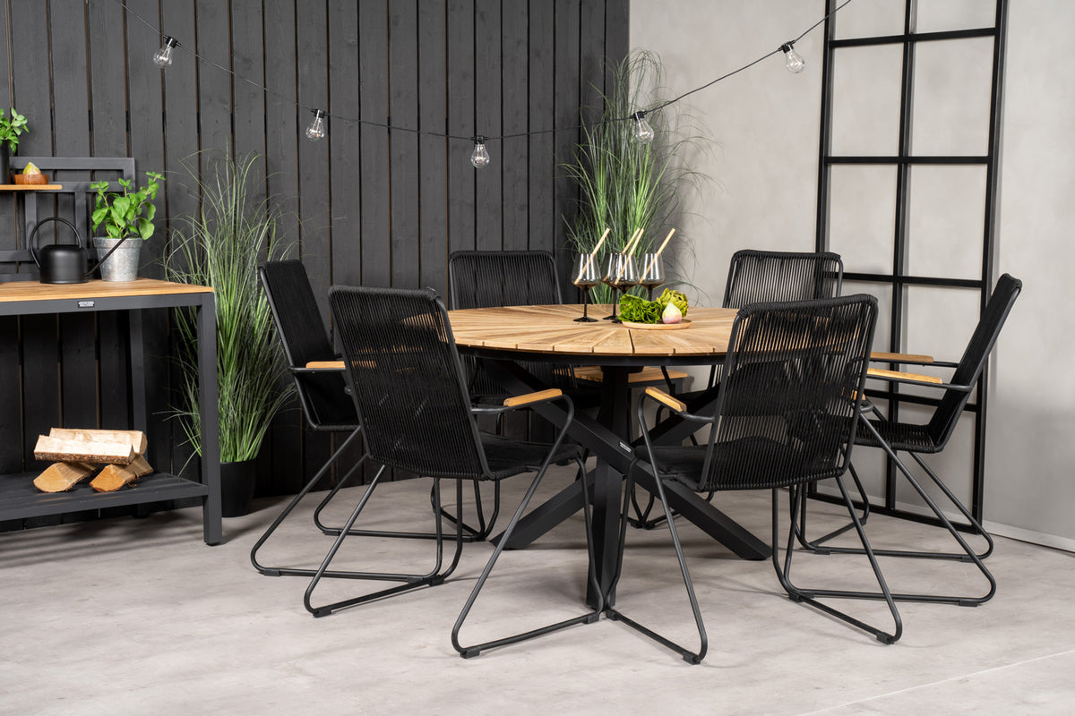 Venture Design Mexico & Bois Matbord ⌀140 + Matstolar Svart