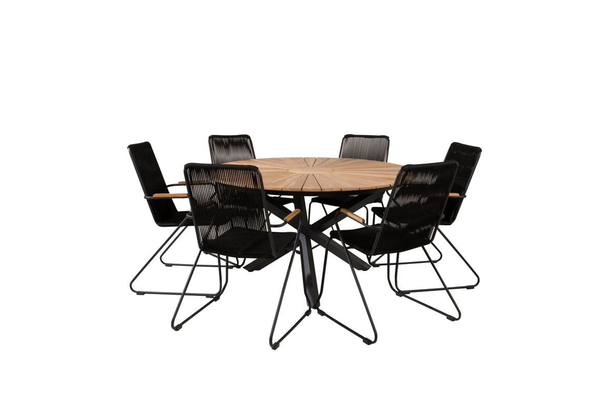 Venture Design Mexico & Bois Matbord ⌀140 + Matstolar Svart