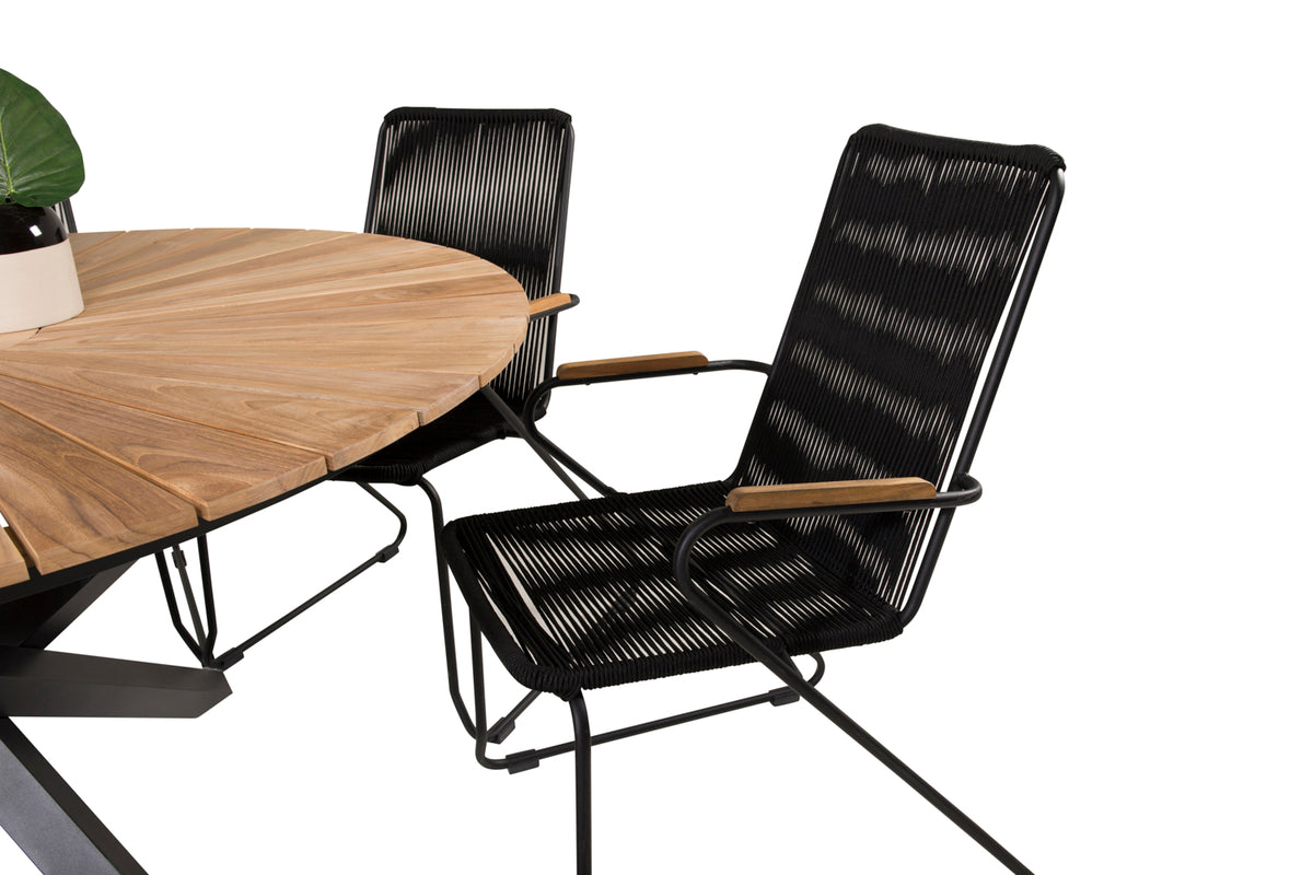 Venture Design Mexico & Bois Matbord ⌀140 + Matstolar Svart