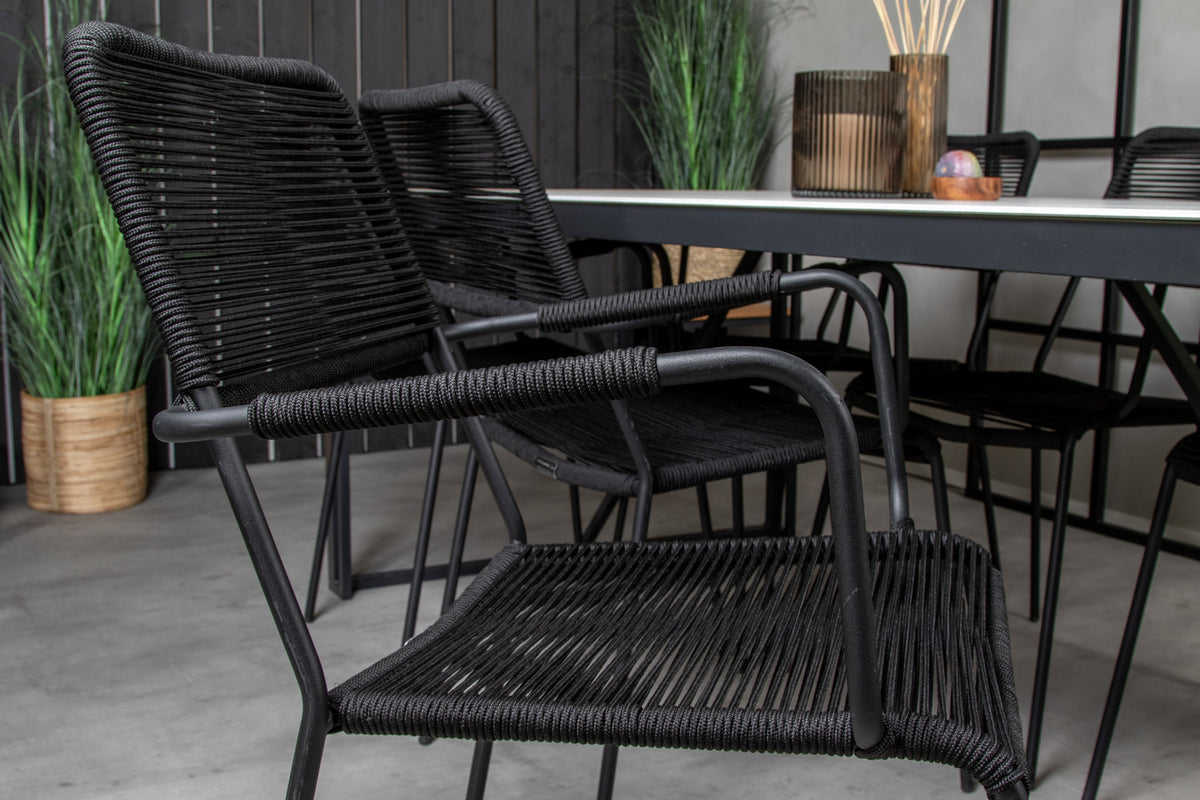 Venture Design Lindos & Texas Matstolar Svart + Matbord 200x100