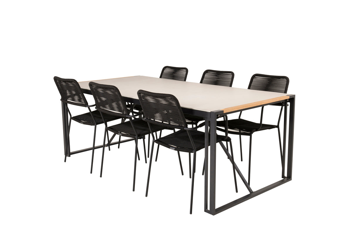 Venture Design Lindos & Texas Matstolar Svart + Matbord 200x100