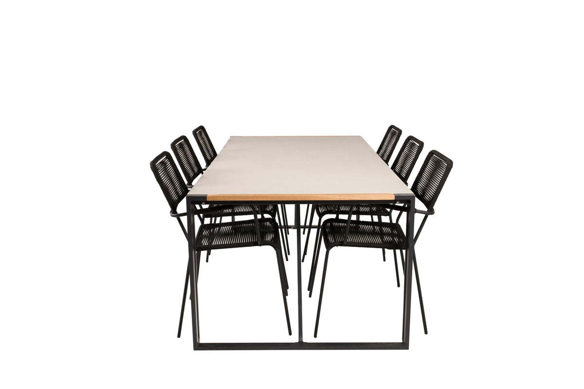 Venture Design Lindos & Texas Matstolar Svart + Matbord 200x100