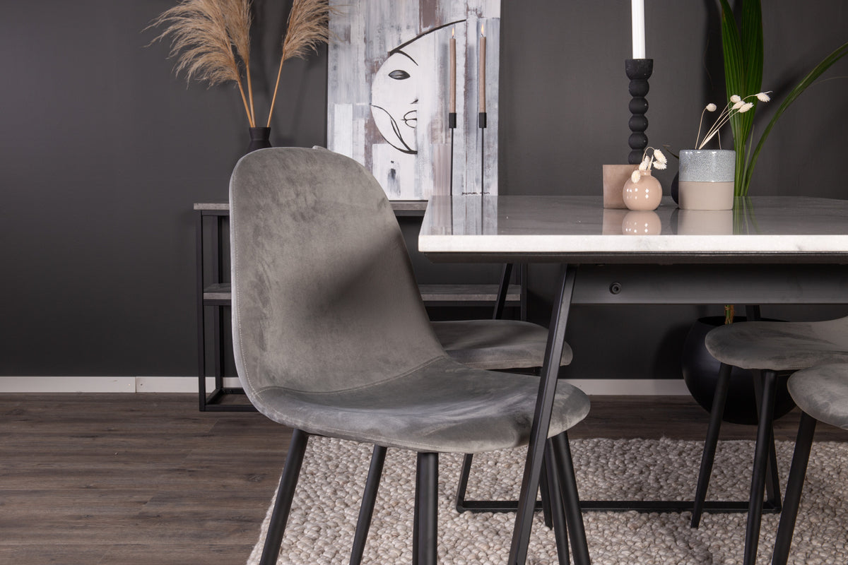 Venture Design Estelle & Polar Rektangulära Matbord 140 x 90 Svart + Matstolar 2-pack Grå