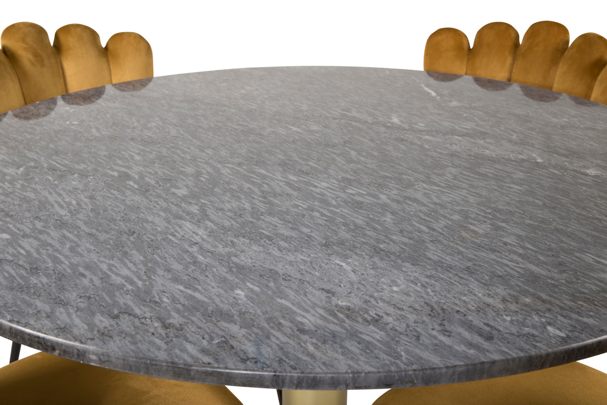 Venture Design Limhamn & Estelle Matstolar 2-pack Gul + Runda Matbord ⌀106 Mörkgrå
