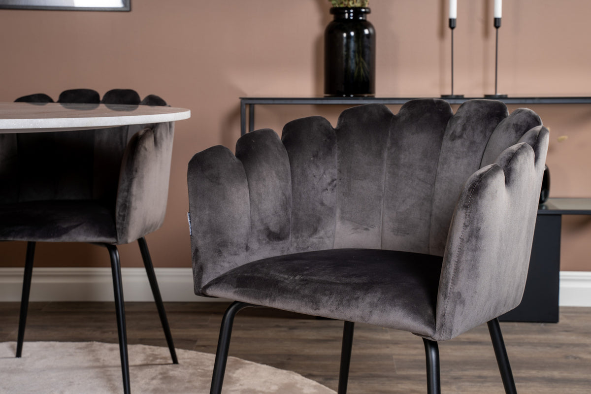 Venture Design Limhamn & Estelle Matstolar Grå + Runda Matbord ⌀106 Vit