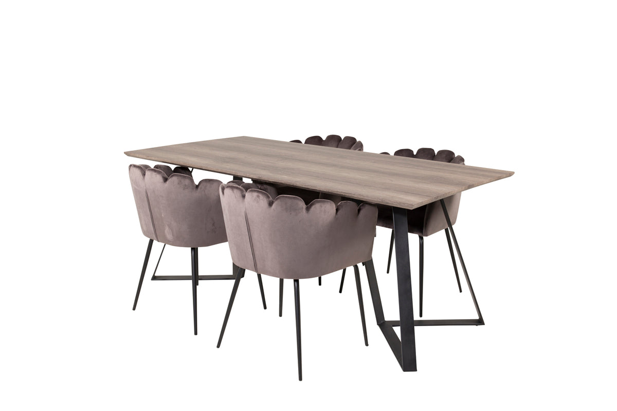 Venture Design Limhamn & Marina Matstolar Grå + Matbord 90x180
