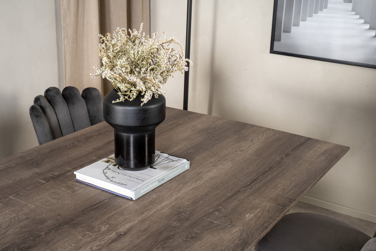 Venture Design Limhamn & Marina Matstolar 2-pack Grå + Rektangulära Matbord 180 x 90 Natur