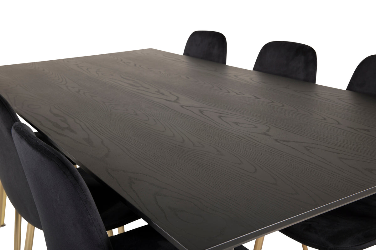 Venture Design Dipp & Polar Rektangulära Matbord 180 x 90 Svart + Matstolar 2-pack Svart