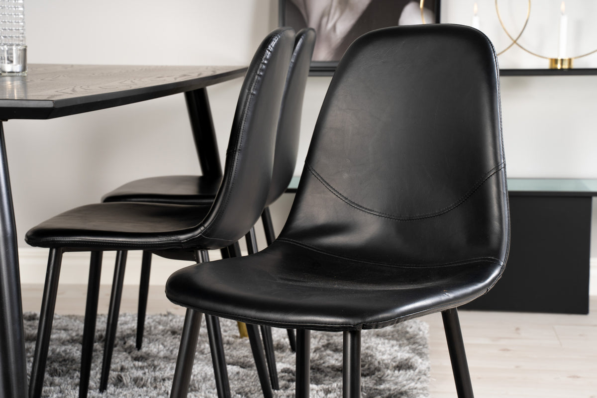 Venture Design Dipp & Polar Rektangulära Matbord 180 x 90 Svart + Matstolar 2-pack Svart