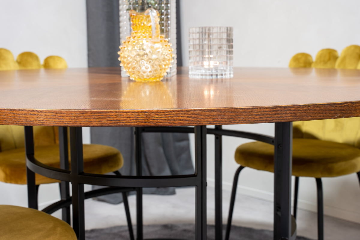 Venture Design Limhamn & Copenhagen Matstolar 2-pack Gul + Runda Matbord ⌀140 Brun