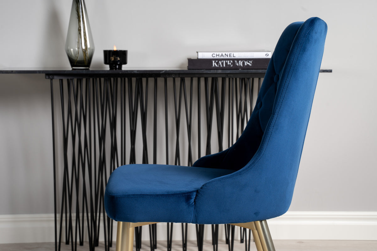 Venture Design Dipp & Velvet Deluxe Runda Matbord ⌀115 Svart + Matstolar 2-pack Blå
