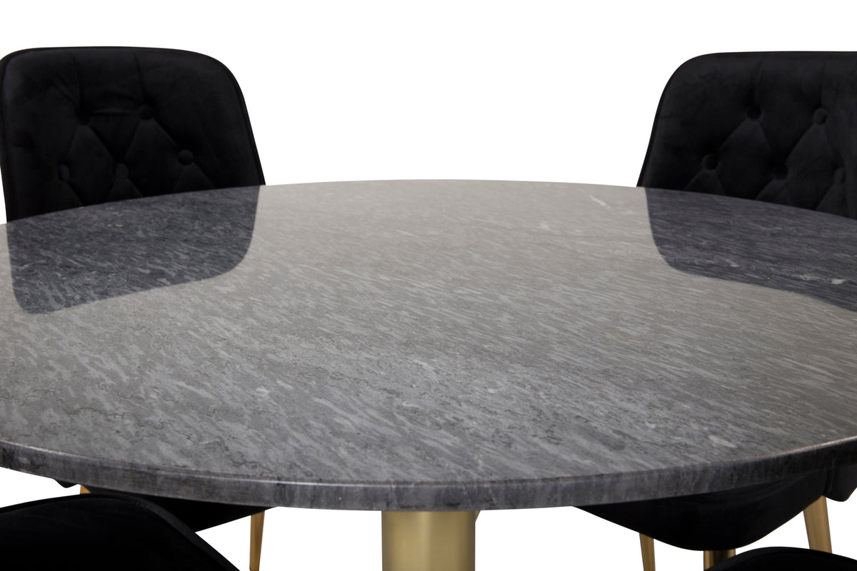 Venture Design Estelle & Velvet Deluxe Matbord ⌀106 + Matstolar Svart