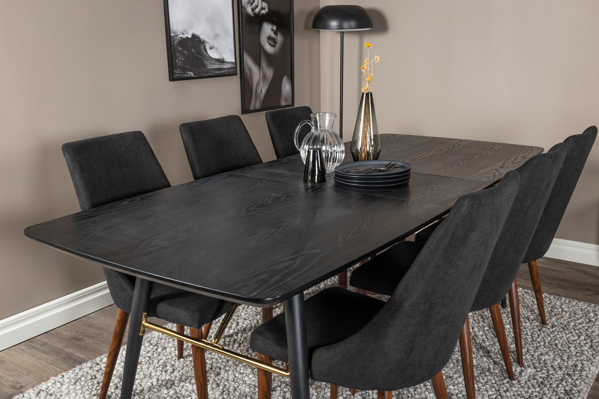 Venture Design Gold & Leone Rektangulära Matbord 180 x 85 Svart + Matstolar 2-pack Svart