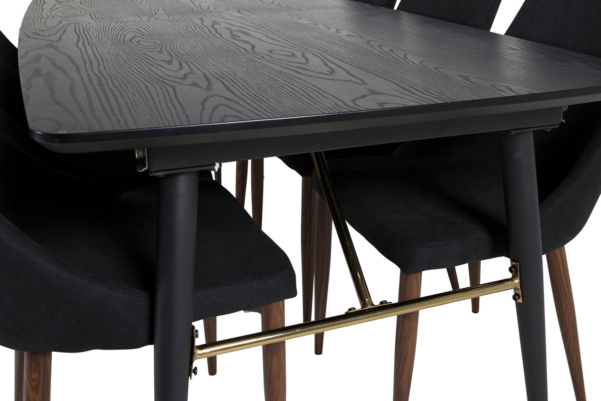 Venture Design Gold & Leone Rektangulära Matbord 180 x 85 Svart + Matstolar 2-pack Svart