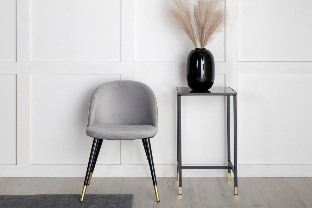 Venture Design Gold & Velvet Rektangulära Matbord 180 x 85 Svart + Matstolar 2-pack Grå
