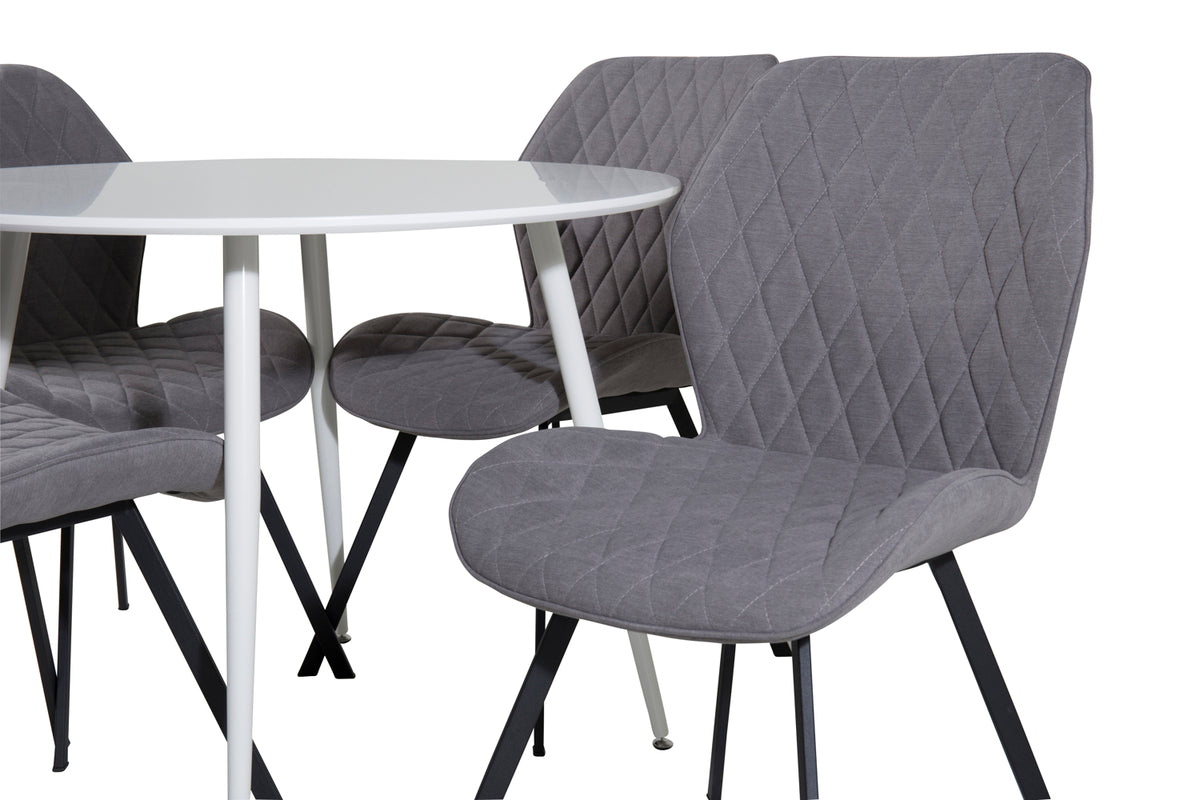 Venture Design Gemma & Plaza Matstolar 2-pack Grå + Runda Matbord ⌀100 Vit