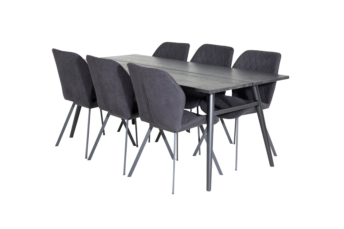 Venture Design Sleek & Gemma Matbord 95x195 + Matstolar Svart