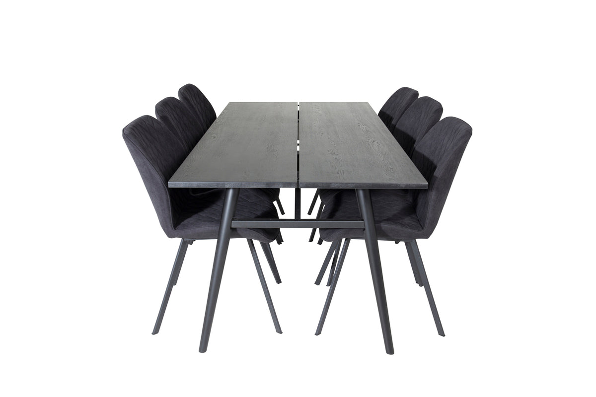 Venture Design Sleek & Gemma Matbord 95x195 + Matstolar Svart