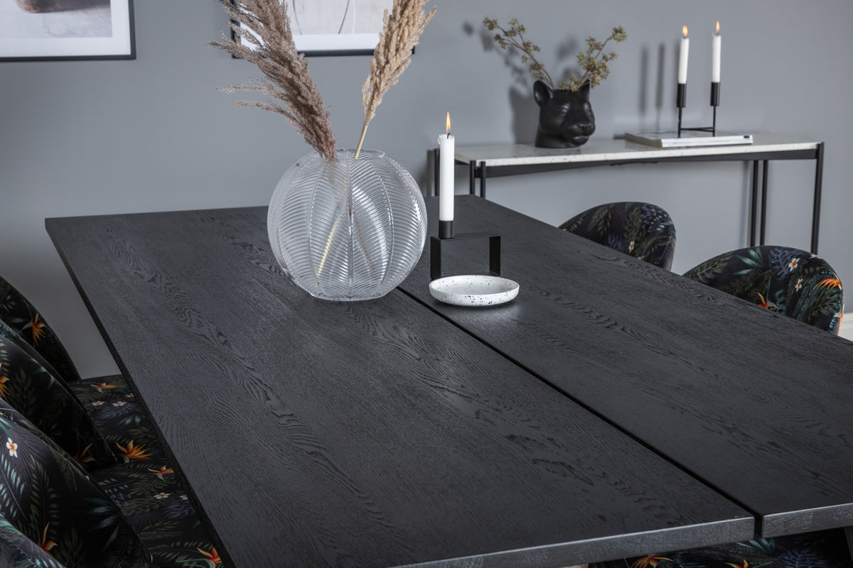 Venture Design Sleek & Velvet Matbord 95x195 + Matstolar Svart