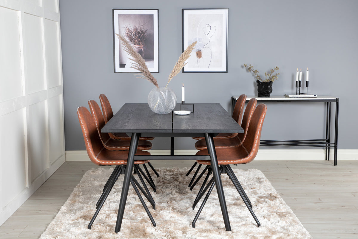 Venture Design Sleek & Polar Matbord 95x195 + Matstolar Brun