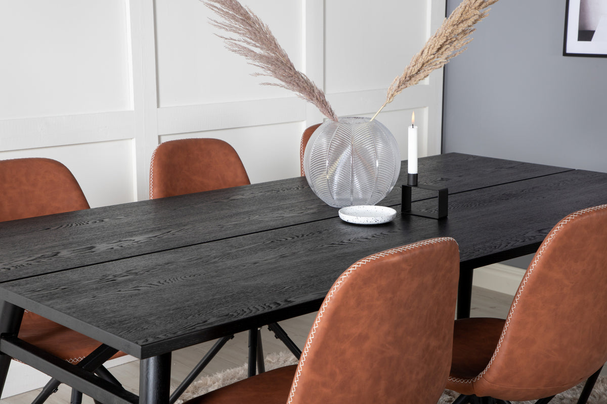Venture Design Sleek & Polar Matbord 95x195 + Matstolar Brun