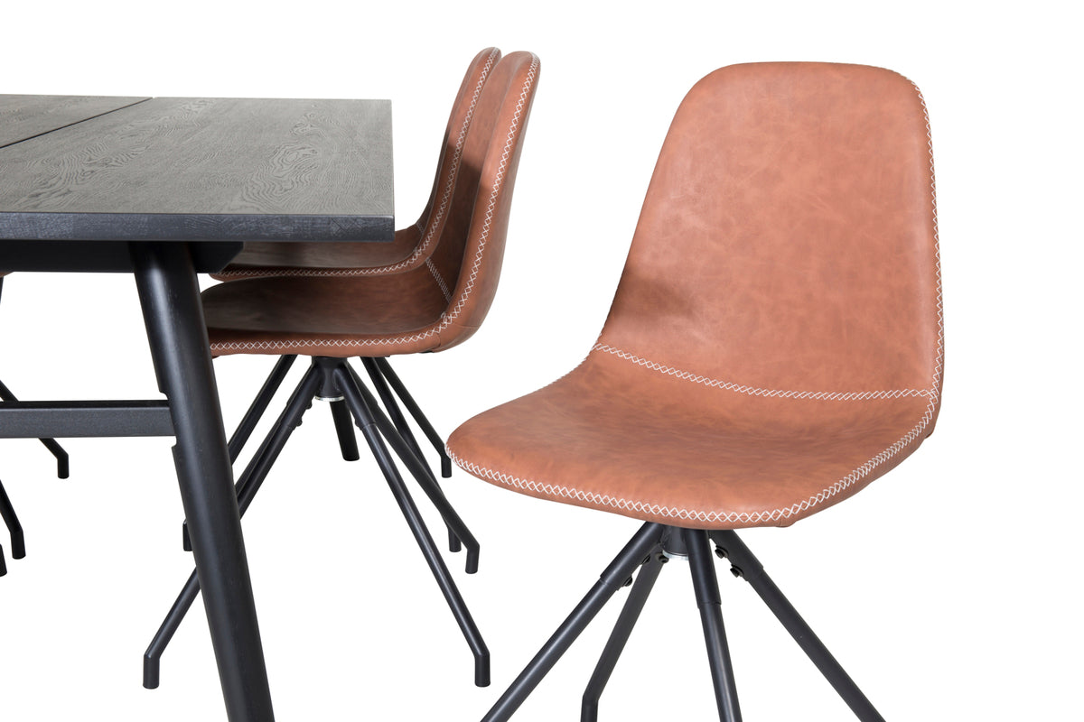 Venture Design Sleek & Polar Matbord 95x195 + Matstolar Brun