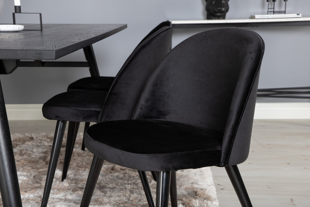 Venture Design Sleek & Velvet Matbord 95x195 + Matstolar Svart