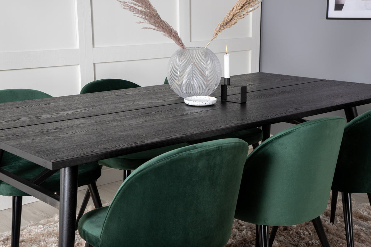 Venture Design Sleek & Velvet Matbord 95x195 + Matstolar Grön