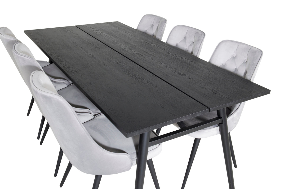 Venture Design Sleek & Velvet Deluxe Matbord 95x195 + Matstolar Ljusgrå