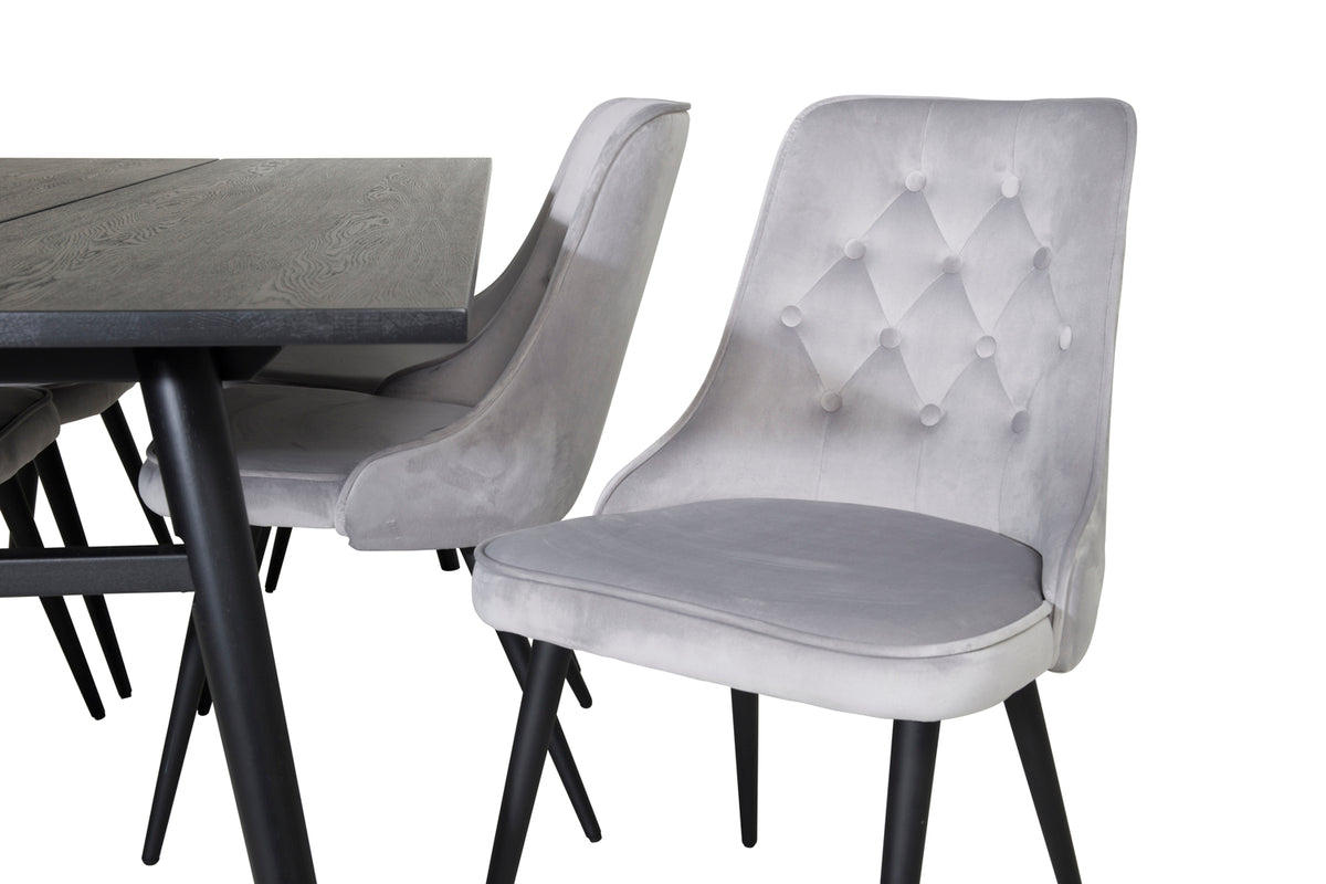 Venture Design Sleek & Velvet Deluxe Matbord 95x195 + Matstolar Ljusgrå