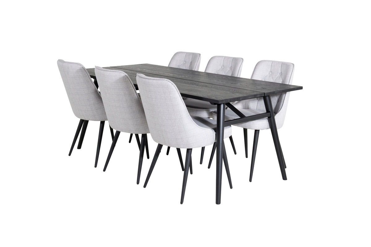 Venture Design Sleek & Velvet Deluxe Matbord 95x195 + Matstolar Grå