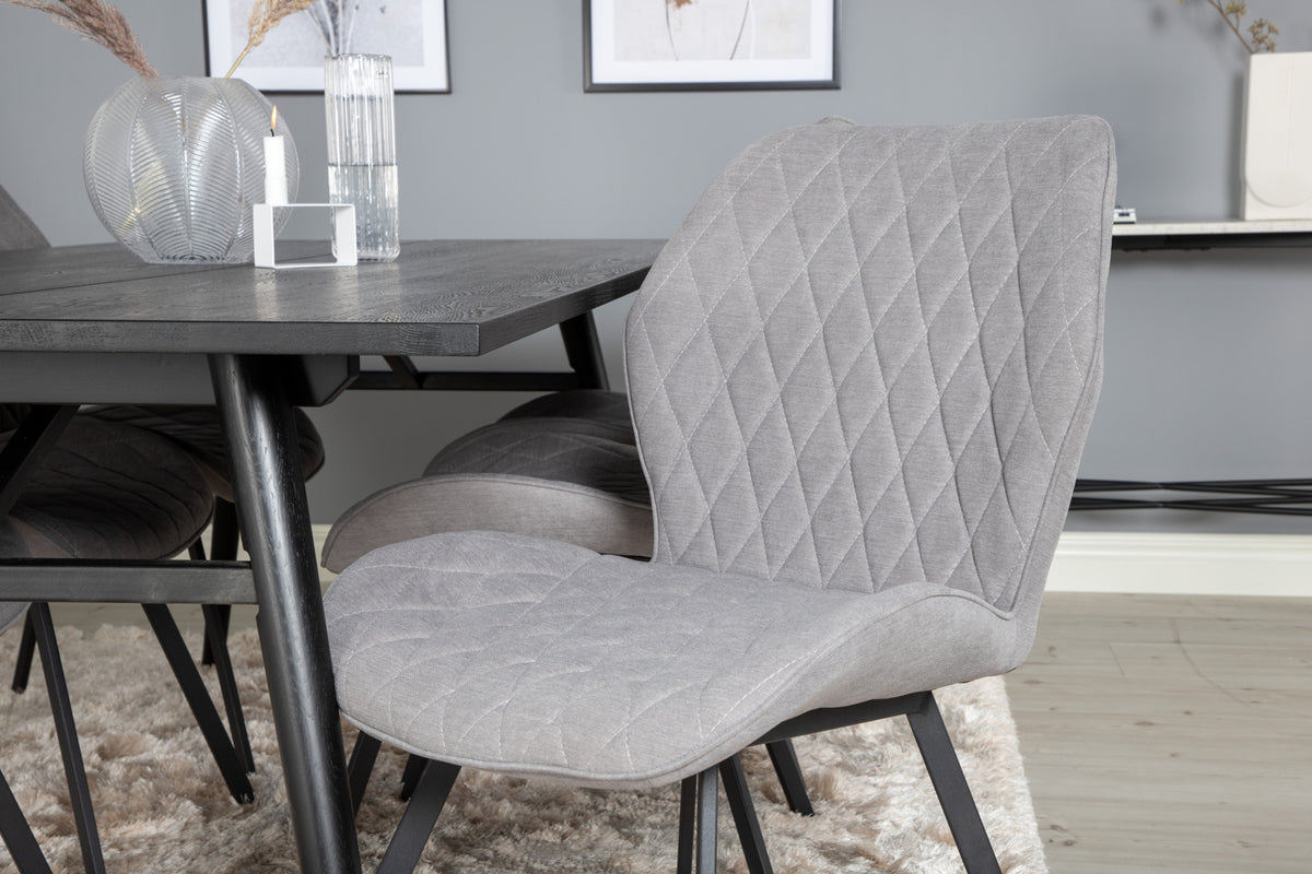 Venture Design Sleek & Gemma Rektangulära Matbord 195 x 95 Svart + Matstolar 2-pack Grå