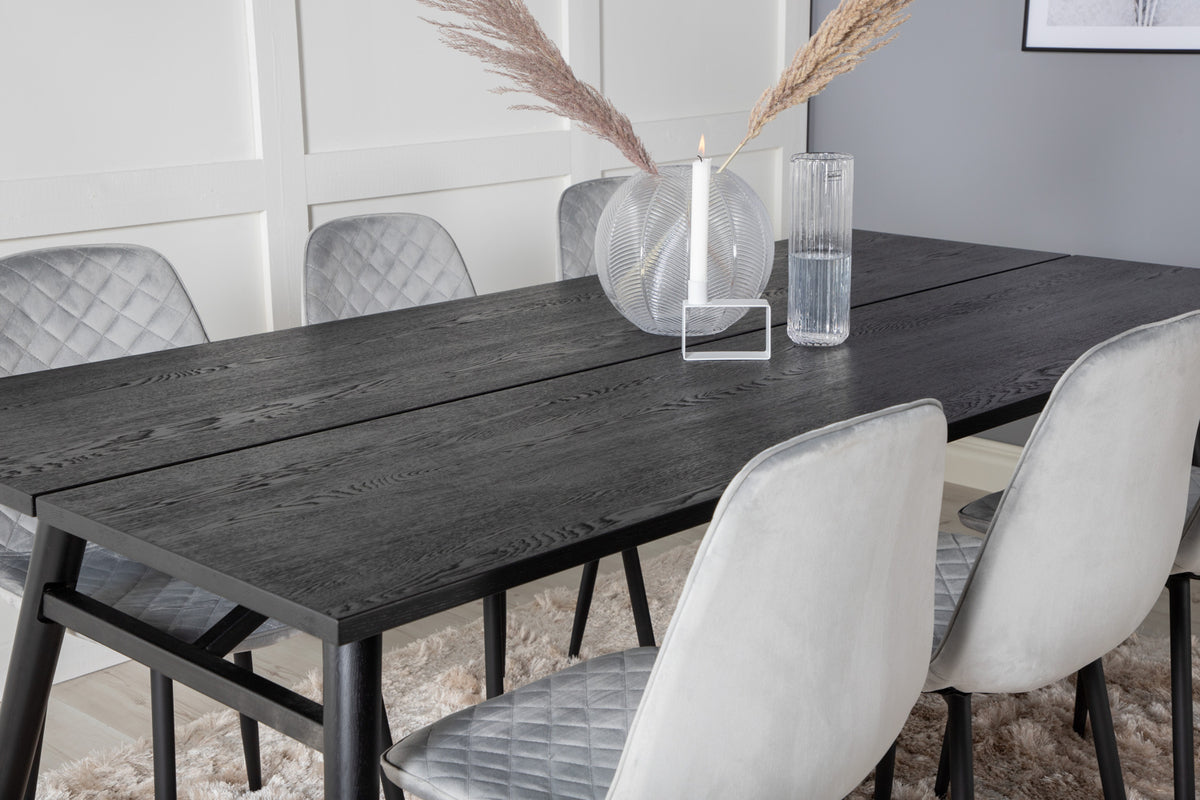 Venture Design Sleek & Polar Matbord 95x195 + Matstolar Grå