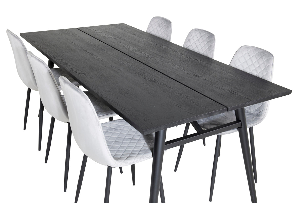Venture Design Sleek & Polar Matbord 95x195 + Matstolar Grå