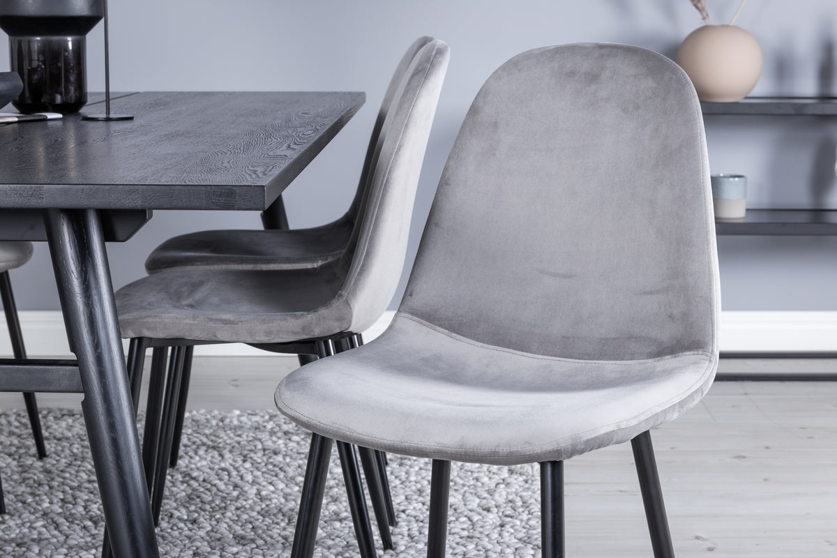 Venture Design Sleek & Polar Rektangulära Matbord 195 x 95 Svart + Matstolar 2-pack Grå