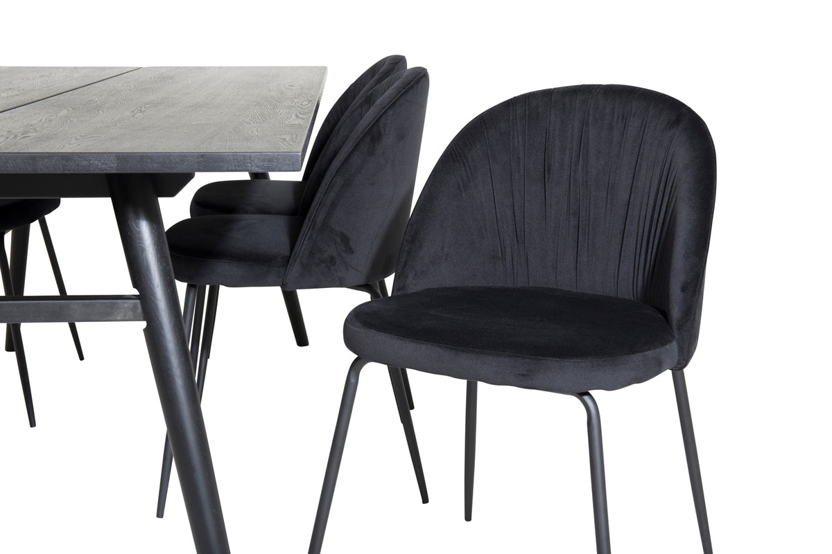 Venture Design Sleek & Wrinkles Matbord 95x195 + Matstolar Svart