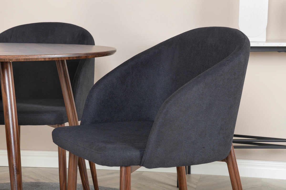 Venture Design Arch & Plaza Matstolar 2-pack Svart + Runda Matbord ⌀100 Valnöt