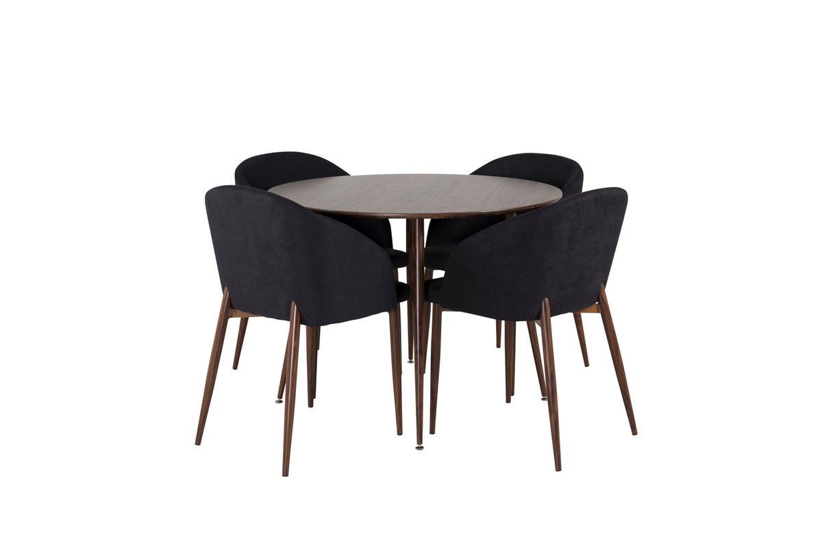 Venture Design Arch & Plaza Matstolar 2-pack Svart + Runda Matbord ⌀100 Valnöt