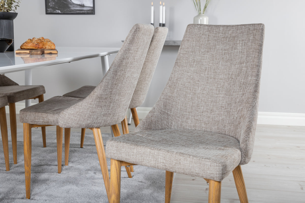Venture Design Leone & Polar Matstolar 2-pack Ljusgrå + Rektangulära Matbord 180 x 90 Vit