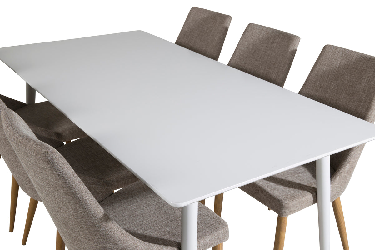 Venture Design Leone & Polar Matstolar 2-pack Ljusgrå + Rektangulära Matbord 180 x 90 Vit